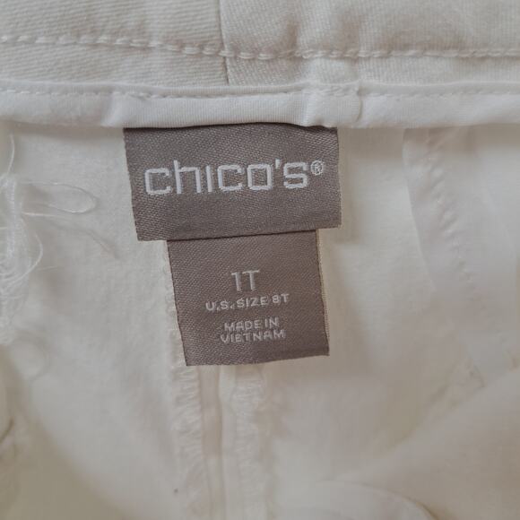 Chico's Dress Pants 1T 8T Straight Leg Mid Rise Stretch Cotton Career Work White - Picture 2 of 8